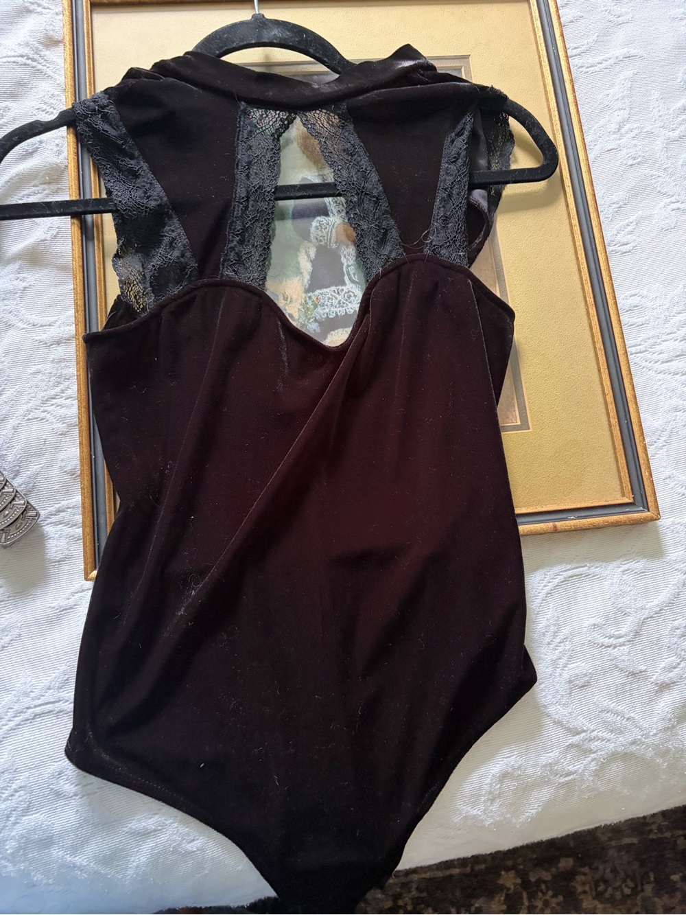 Forever 21 Black Lace-Back Scoop Neck Bodysuit